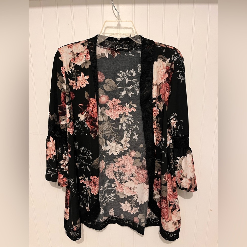 Floral Black and Pink Women's Blouse